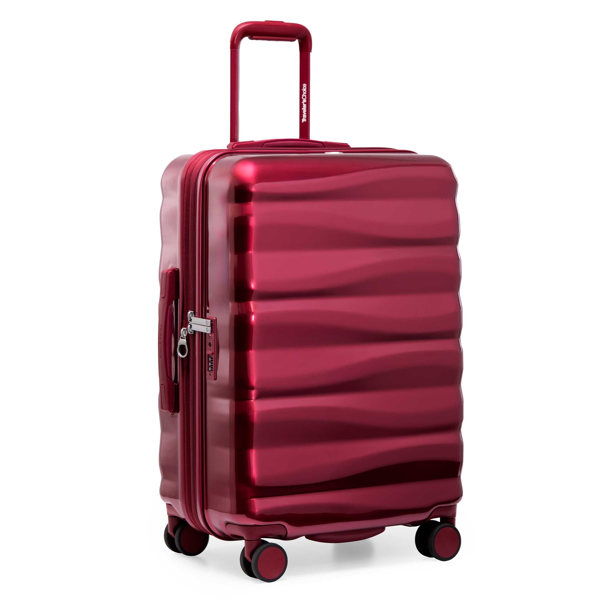 Traveler's Choice Edinburgh II Hardside Spinner Luggage, TSA Lock, Red, 25" Medium