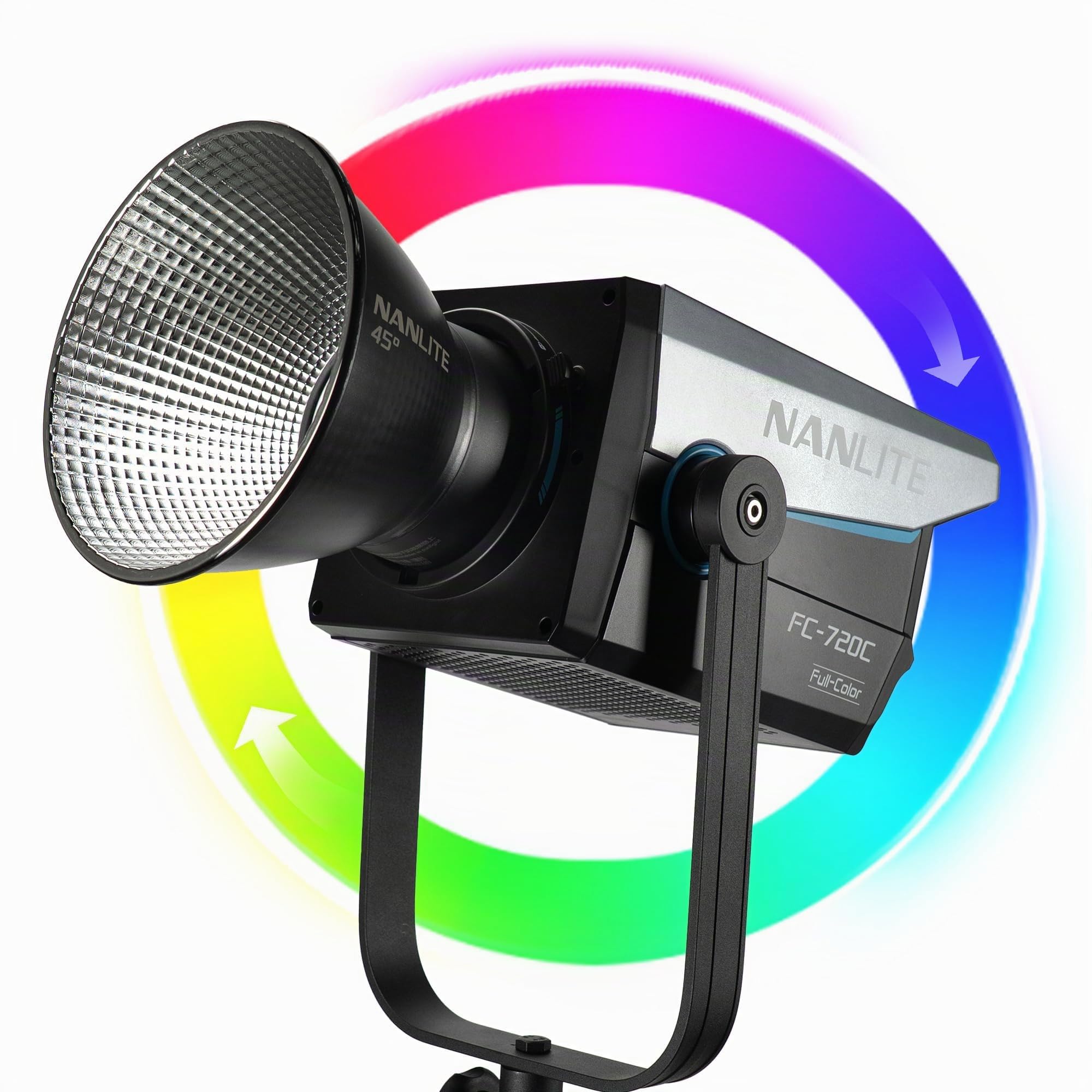 Nanlite FC-720C - Luz de video LED RGBW de 750 W, foco de estudio a todo color con 2700 K – 12000 K, CRI 96 TLCI 97, soporte Bowens para producción de películas y transmisión, YouTube, transmisión en