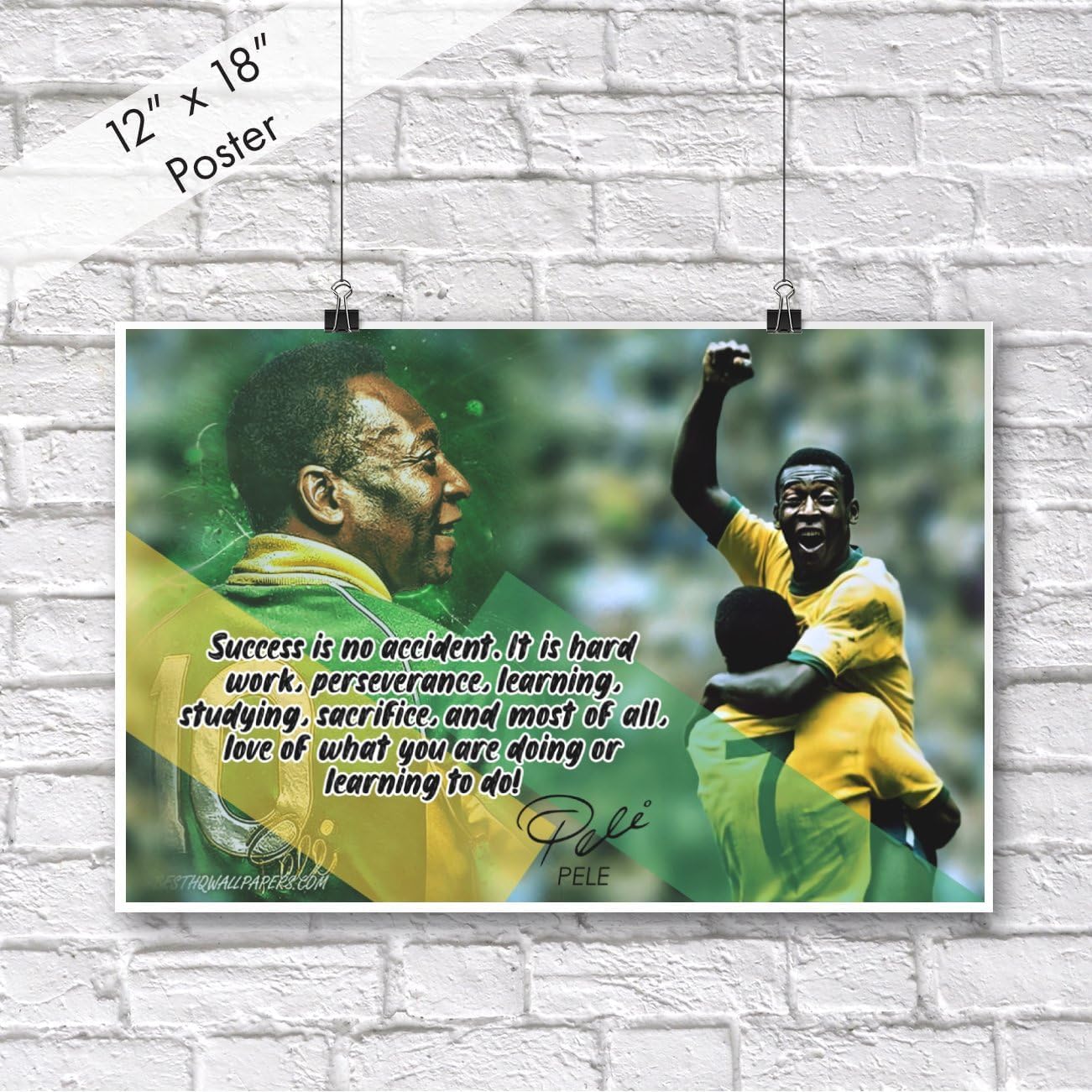 Pelé Motivational Poster Quote Inspirational Quotes Classroom Posters Mens Soccer Pro Coaching Wall Art Growth Mindset Teacher Educational Signed Memorabilia Sports Decor Autograph Jersey Boys P157 image 2