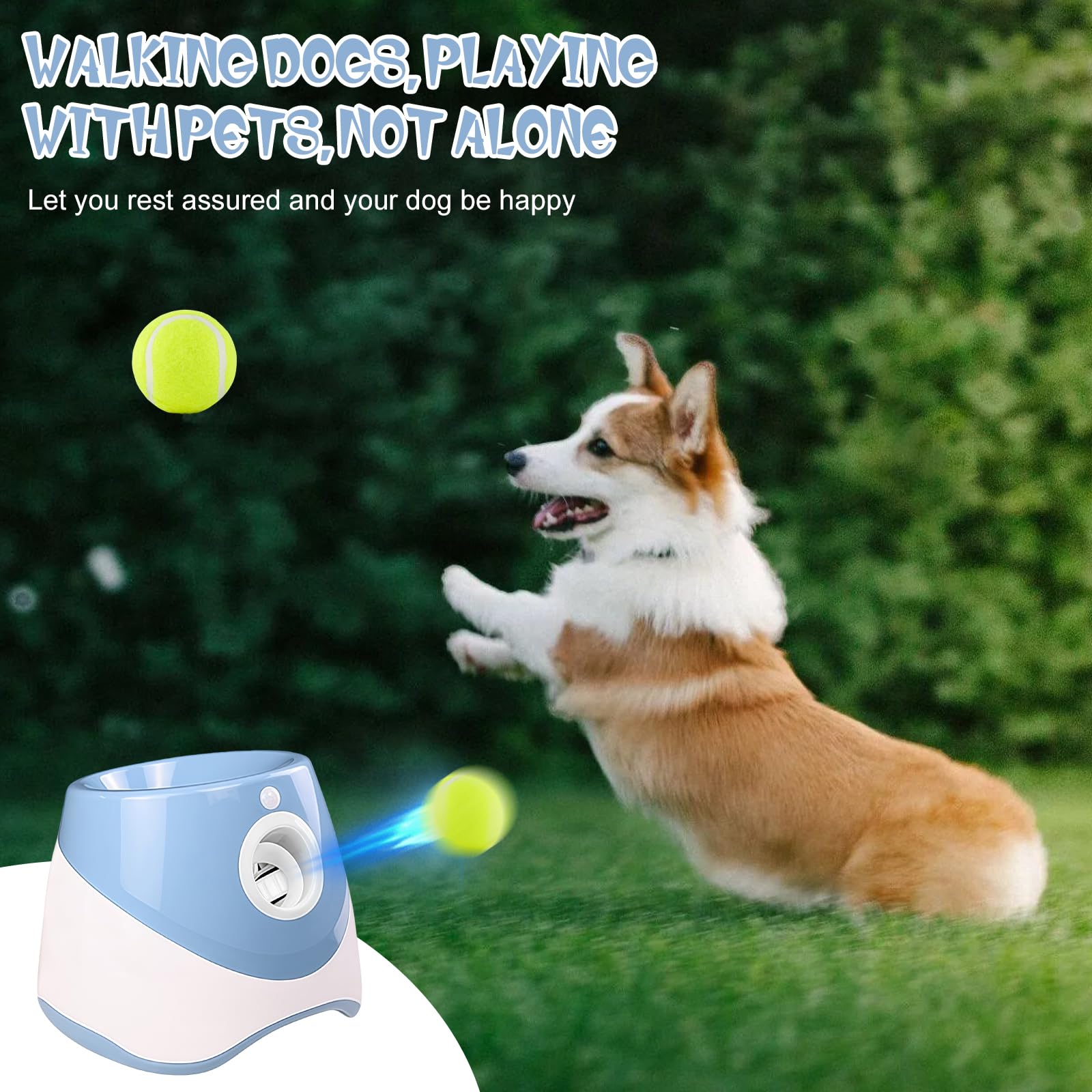 Máquina de lanzamiento de bolas para perros, máquina de bolas para perros con 6 pelotas de tenis, máquina interactiva con 3 niveles de distancia, lanzador automático de bolas para perros