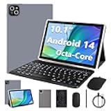 Tablet, Android 14 Tablet with 12GB RAM 64GB ROM, Octa-Core Processor Tablets with Keyboard, Mouse, 10.1 Inch 1280 * 800 IPS Touch Screen, Dual Camera, WiFi 6, BT 5.4, 6000mAh Battery