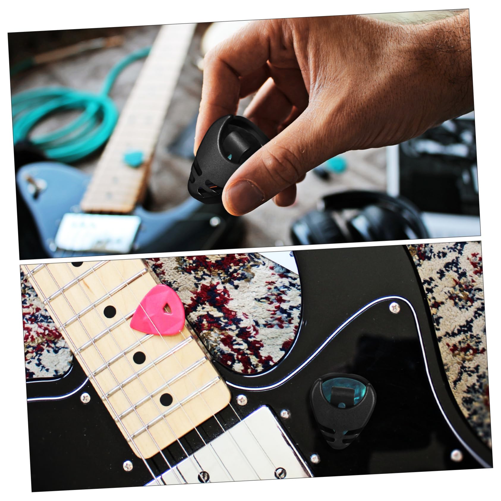 ELAYARD Porta Plettri per Chitarra Adesivo Nero Molla ELAYARD Porta Plettri per Chitarra Adesivo Nero Molla