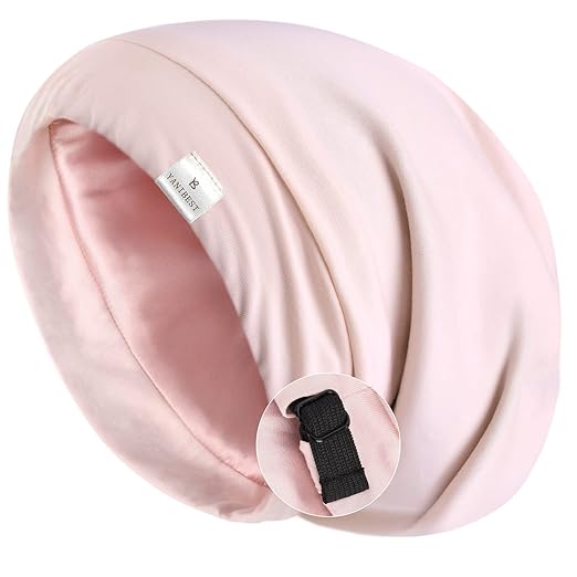 YANIBEST Silk Satin Bonnet Hair Wrap for Sleeping, Adjustable Slouchy Beanie for Women, Silk Lined for Curly Hair and Braids, Pink