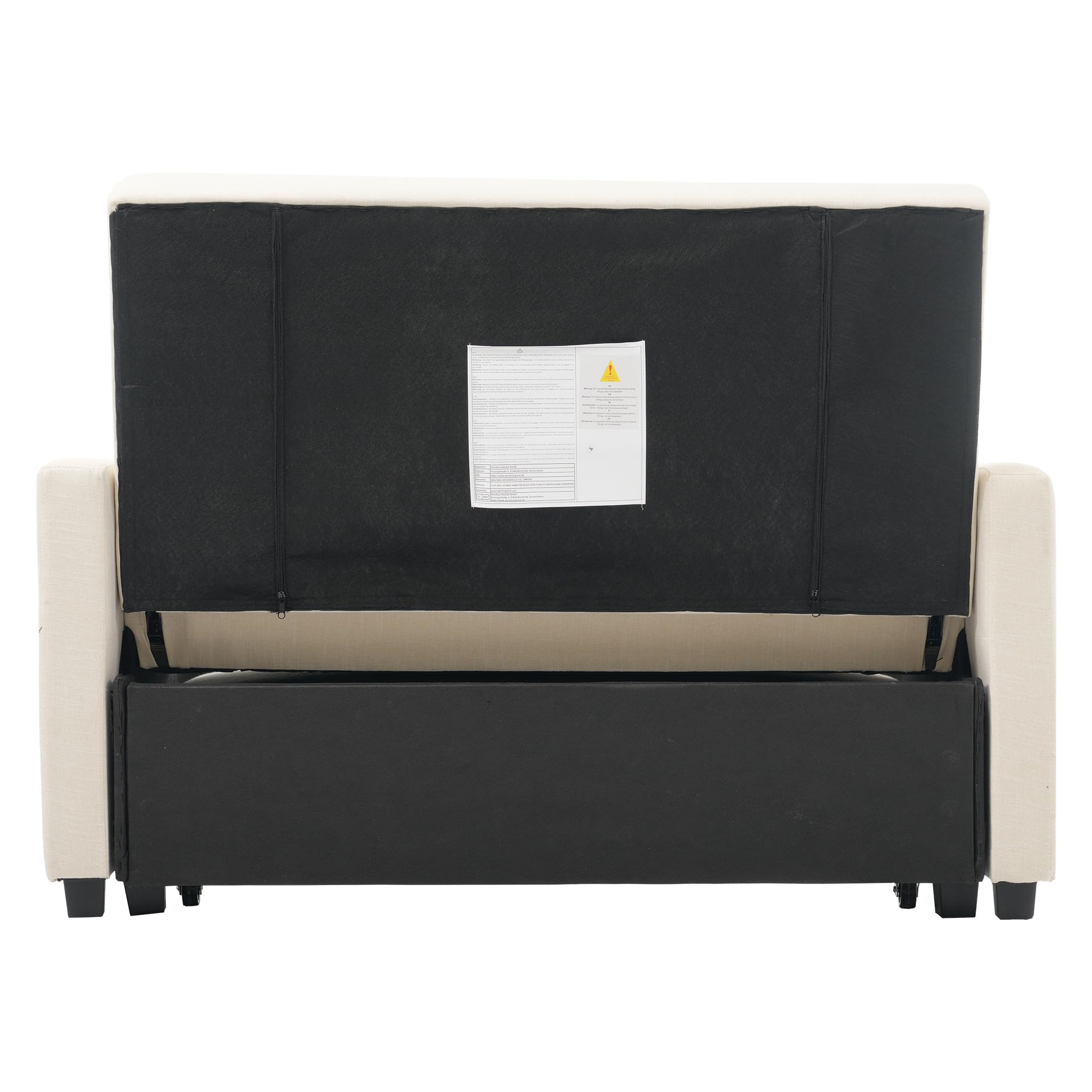 HAINEW Moderner Klappbares Schlafsofa Couch Sofa mit Schlaffunktion, 2-Sitzer Polstersofa Polstermöbel mit Verstellbares Rückenlehne und Armlehnen für Wohnzimmer, Schlafzimmer, Wohnung (Beige)