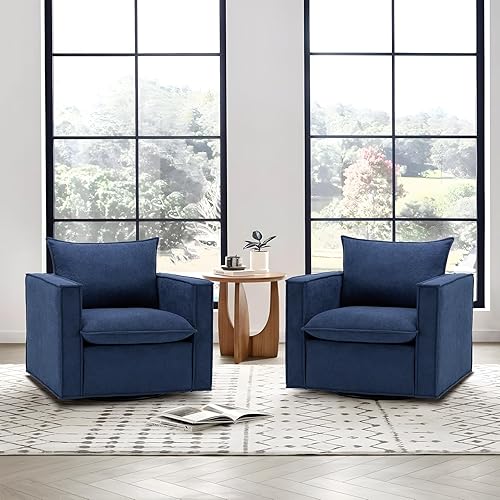 Miniatura 46 de COLAMY Juego de 2 sillas giratorias decorativas de 34 pulgadas, sillón tapizado con almohada de respaldo mullido, moderno y cómodo para dormitorio,