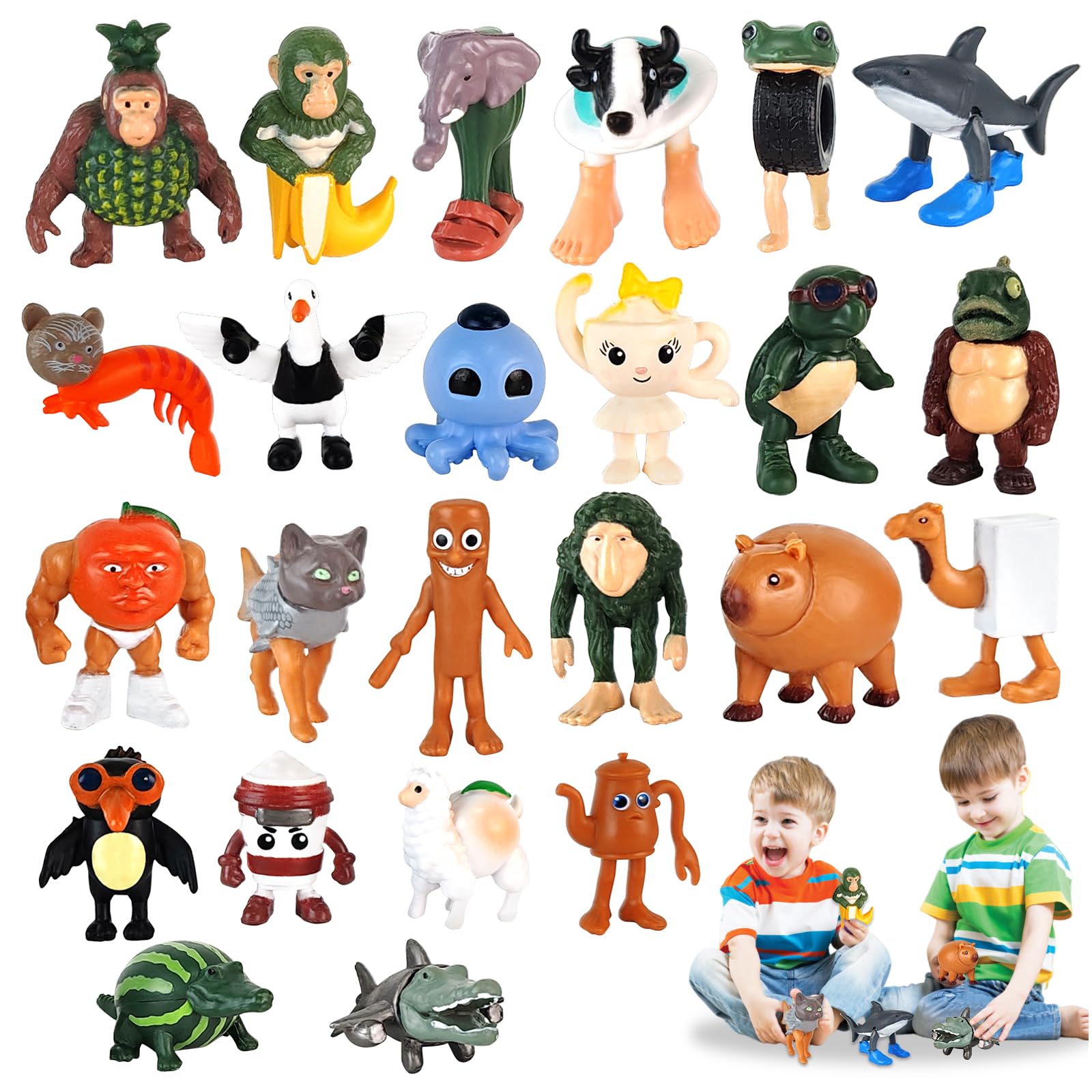KutaKuta Italian Brainrot Figures Set - 24PCS Tung Tung Tung Sahur Figures & Tralalero Tralala Toys, Creative Italian Brainrot Animals Desk Decor for Fans Collection Decoration, Friends Gifts