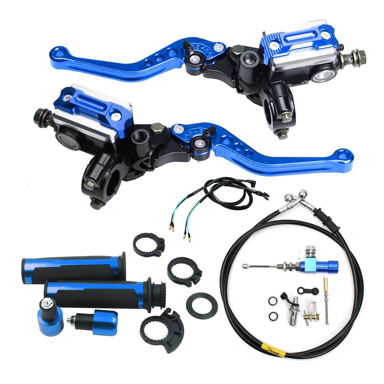 Iukmr Blue Motorcycle Clutch Brake Lever Universal Motorcycle Hydraulic Clutch Kit Brake Levers Master Cylinder Reservoir With Grip Hose(Blue)