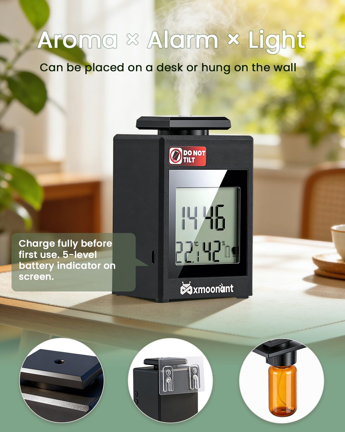 Mxmoonant Máquina de Fragancia sin Agua, 2×500ml | Botella doble, control independiente, control App/panel, 4000m³, para vestíbulo de hotel/sala de conferencias