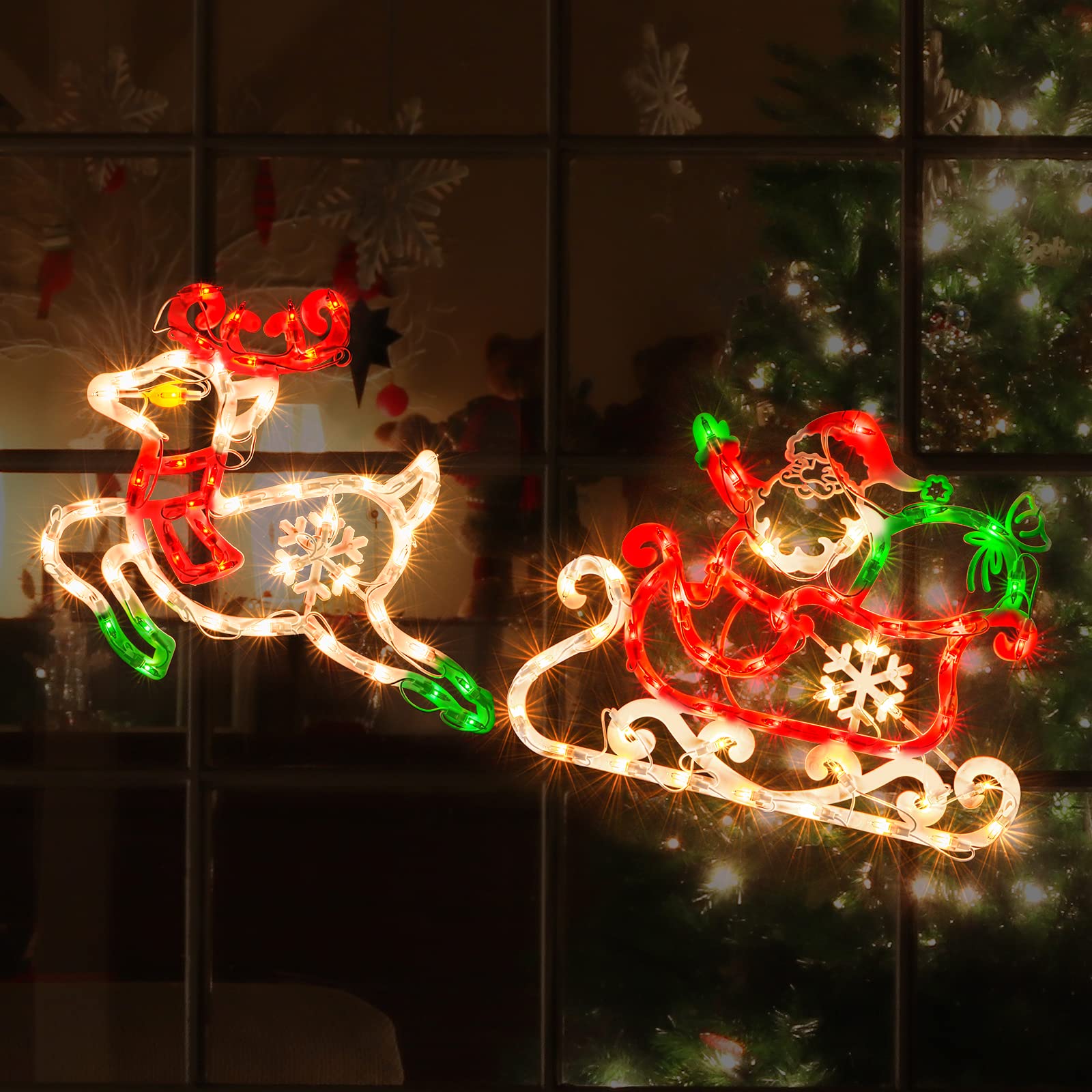 Sculpture de Noël de 50 L, y compris : 1 renne, 1 Père Noël dans un traîneau