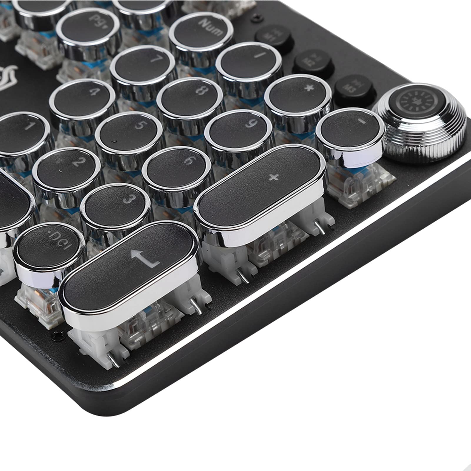 Tastiera Meccanica, Tastiera da Gioco Cablata USB a 104 Tasti, Copritasti Rotondi con Pannello in Metallo, Tastiera retrò in Stile Macchina da Scrivere con Retroilluminazione per Desktop, Laptop