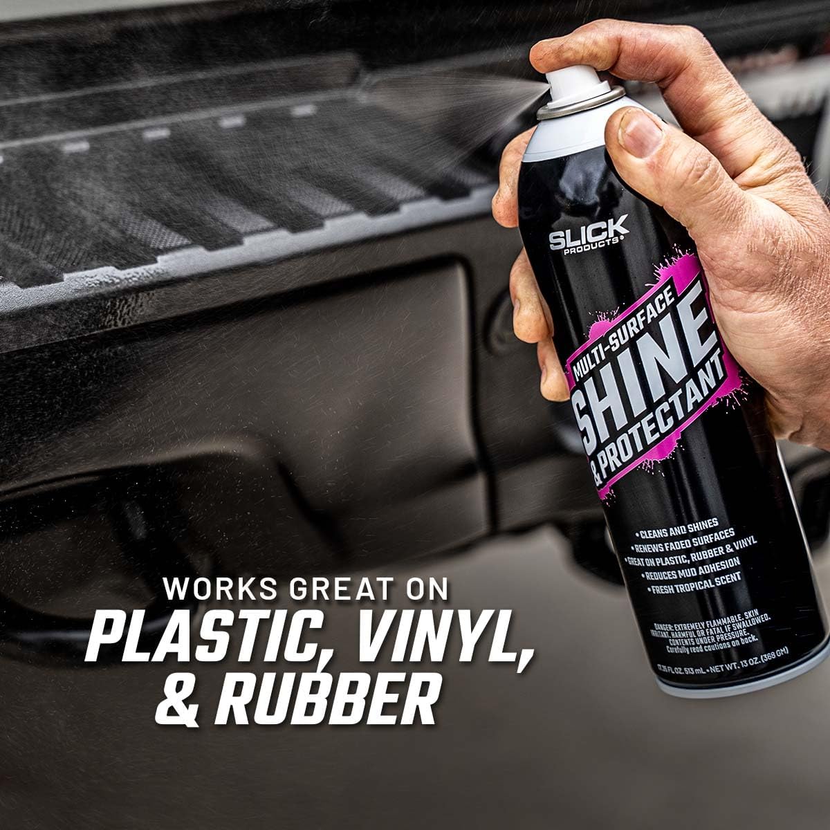 Slick Products Shine & Protectant Spray 17.35 FL OZ. - High Gloss Clear Coating Renew Vinyl, Plastic, Rubber, Trim, Tire, Car, Truck, Motorcycle, Dirt Bike (5-Pack)