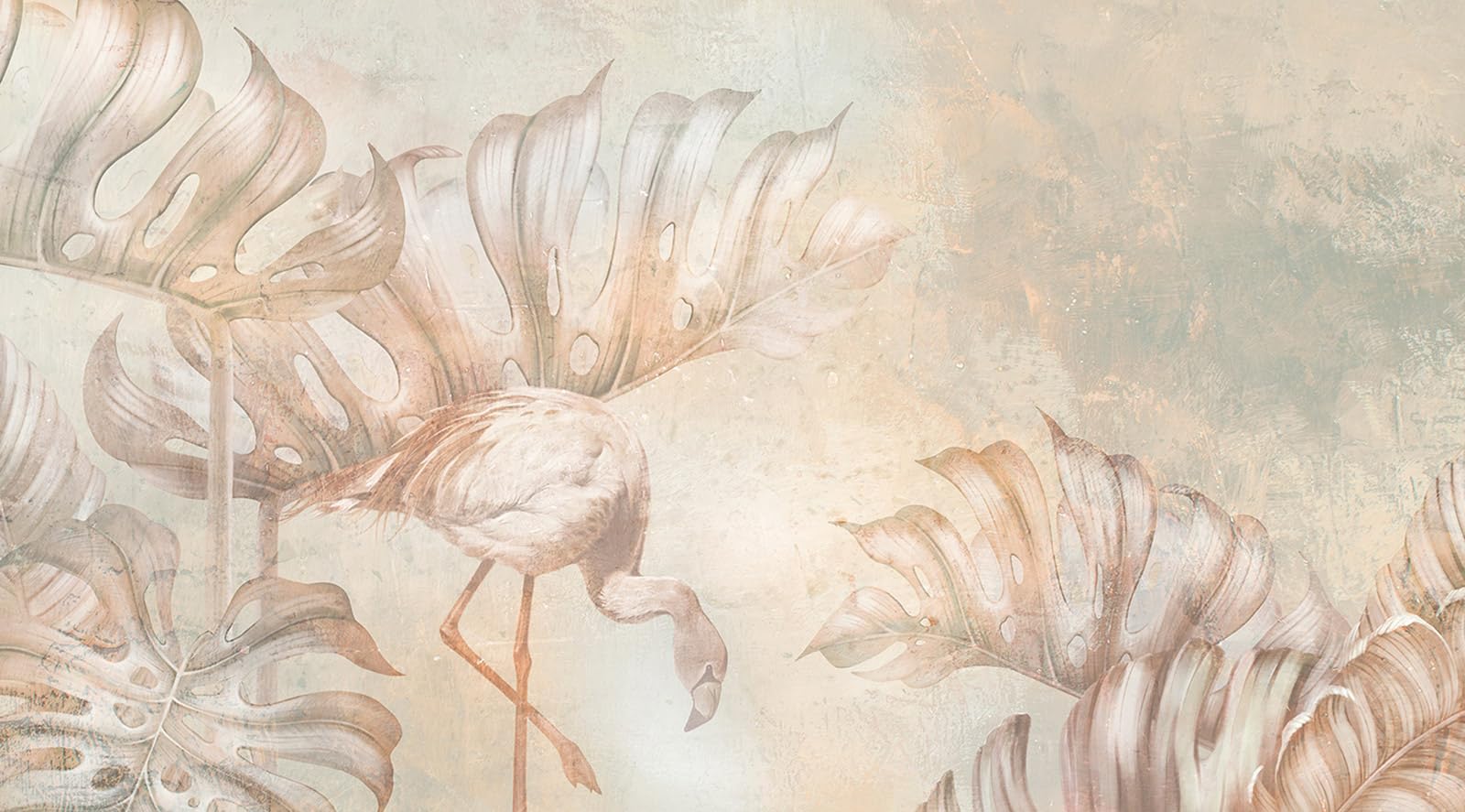 Papier peint panoramique Flamant Rose Lumalea tapisserie murale XXL