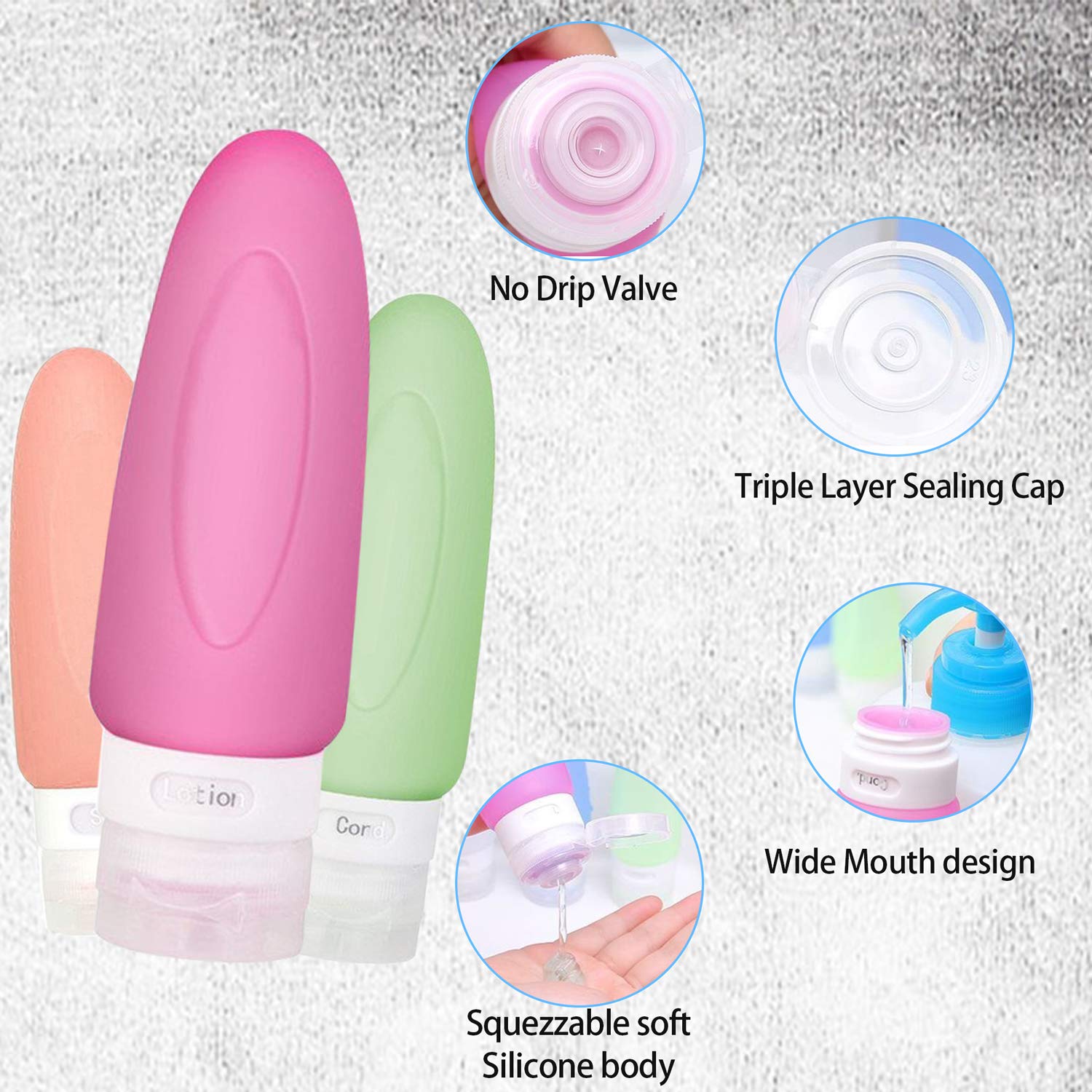 POLENTAT 17 Pcs Silicone Travel Bottles Set, TSA Approved Travel Size Containers for Toiletries for Shampoo Leak-proof Travel Accessories Containers with Tag : Beauty & Personal Care