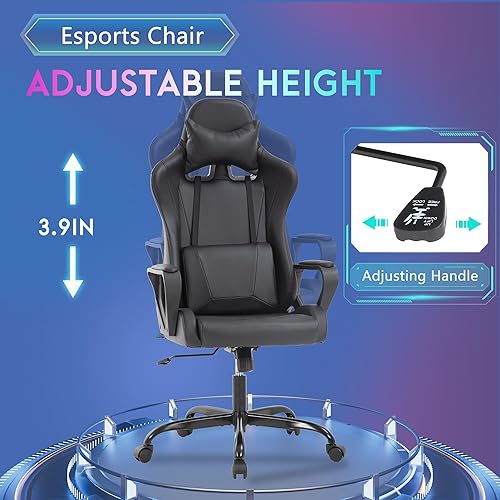 Miniatura 4 de PayLessHere Ergonomic Racing Desk Chair Gaming Chair Computer Chair with Armrests 360° Swivel & Caster Pu Desk Task Chair Executive Headrest Lumbar
