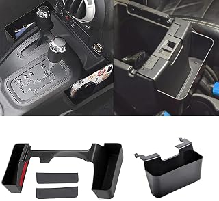 Wocch 2Pcs/set JK Gear Shift Organizer Side Tray & Center Console Hanging Box for 2011-2018 Jeep Wrangler JK JKU Gear Shifter Side Storage Box Interior Accessories