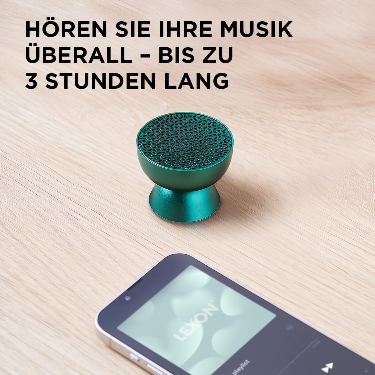 Lexon Mini-Lautsprecher, Bluetooth, tragbar, TAMO, Pairing, mit Touchscreen, integriertes Mikrofon und Lautsprecher, kabellos, für PC und Smartphone – Schwarz
