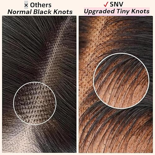 Miniatura 4 de snv Pelucas con cierre de encaje HD de 5 x 5 pulgadas, cordón invisible actualizado, densidad de 220, nivel de salón blanqueado, pequeños nudos
