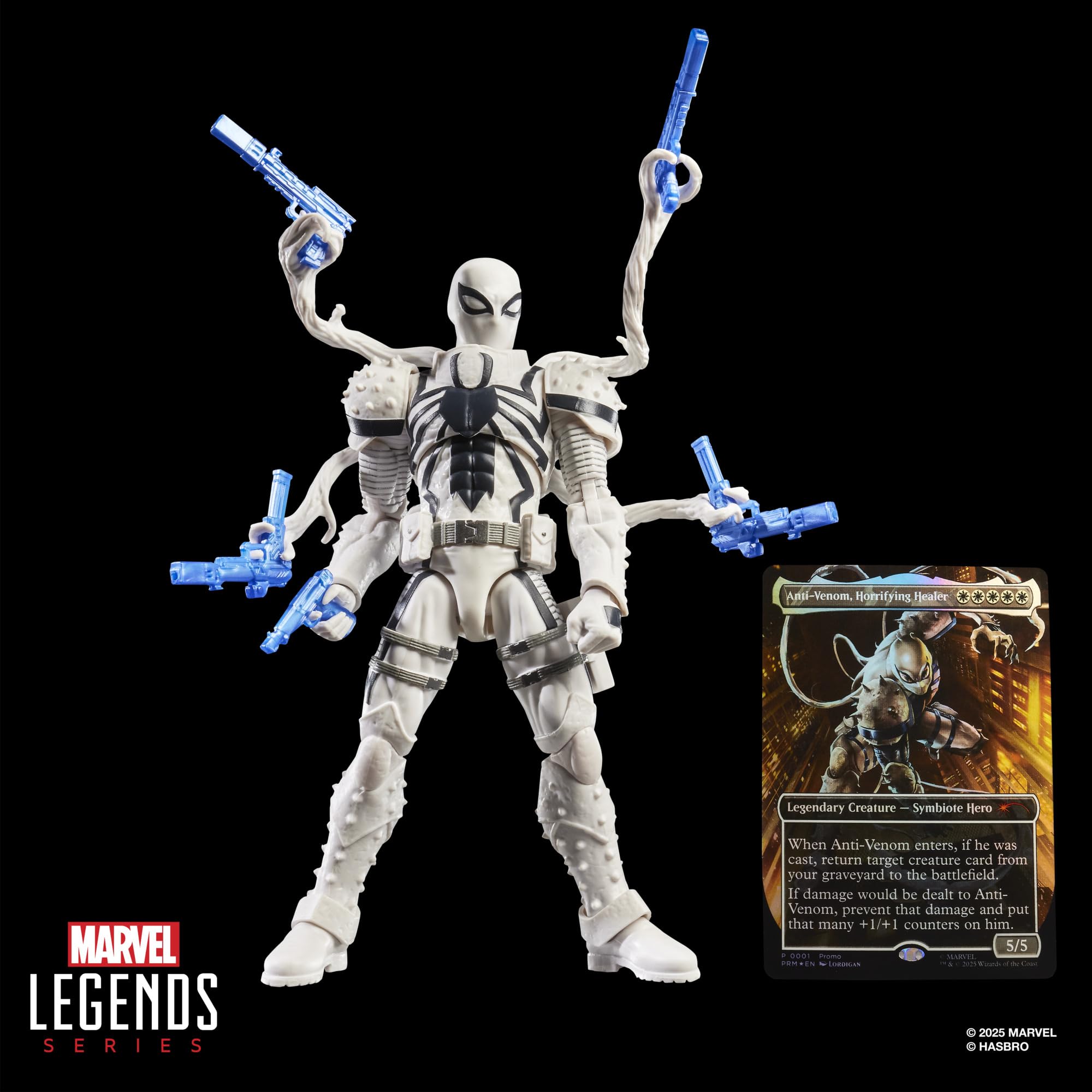 Spider-Man Marvel Legends Series Magic: The Gathering Agent Anti-Venom, 15 cm figurka zabawka i ekskluzywna foliowa kolekcjonerska gra karciana karta kolekcjonerska