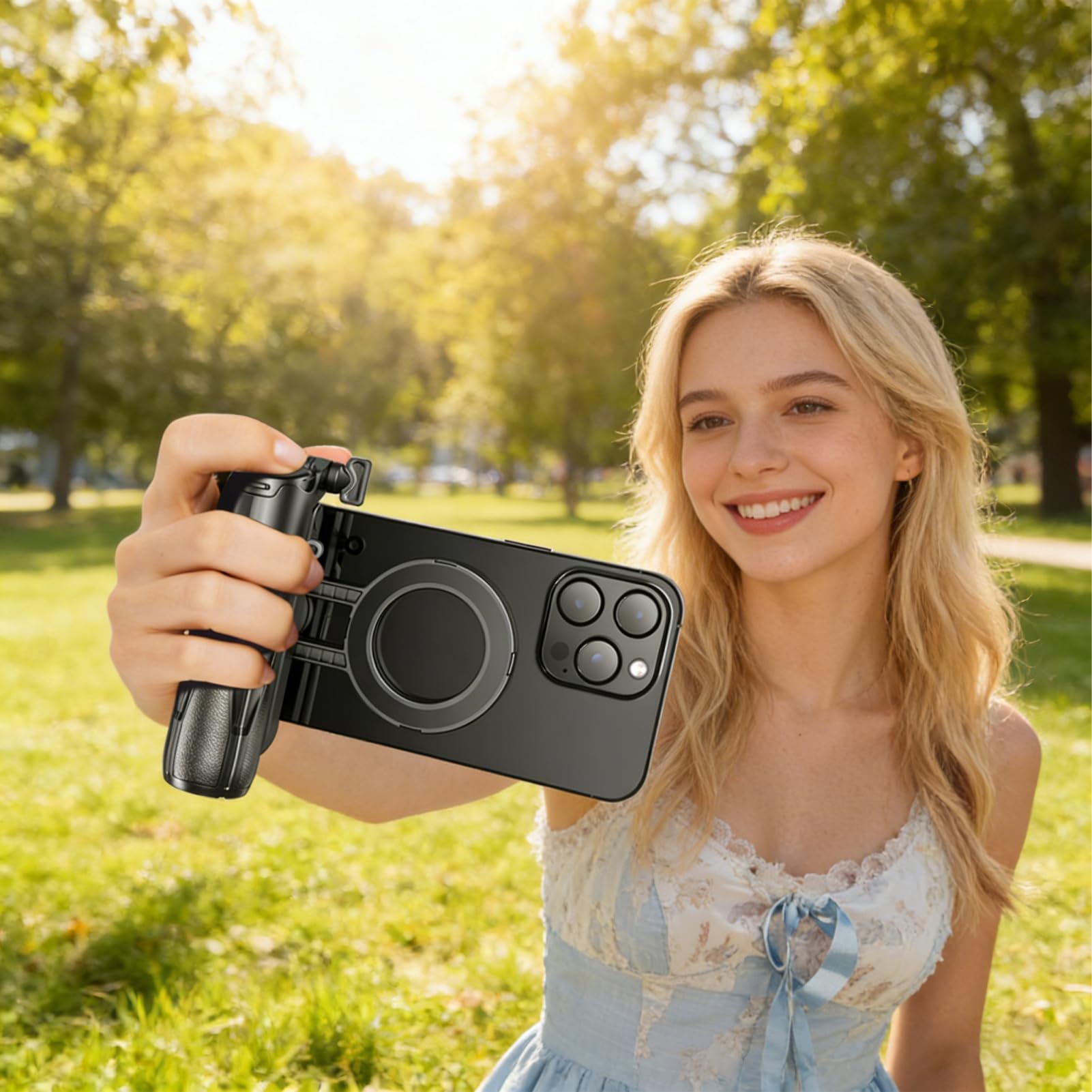 Soporte para Teléfono con Trípode y Selfie Autos Magnético de Viaje | Trípode Extensible Giratorio 360° con Mando a Distancia Inalámbrico para Video, Gimnasio, Grabación, Vlogs y