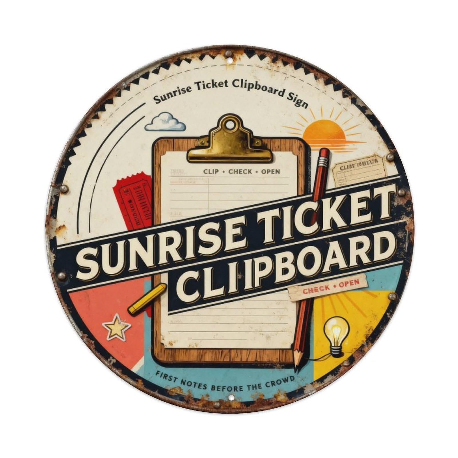 Sunrise Ticket Clipboard Sign Metal Tin Sign Plaque