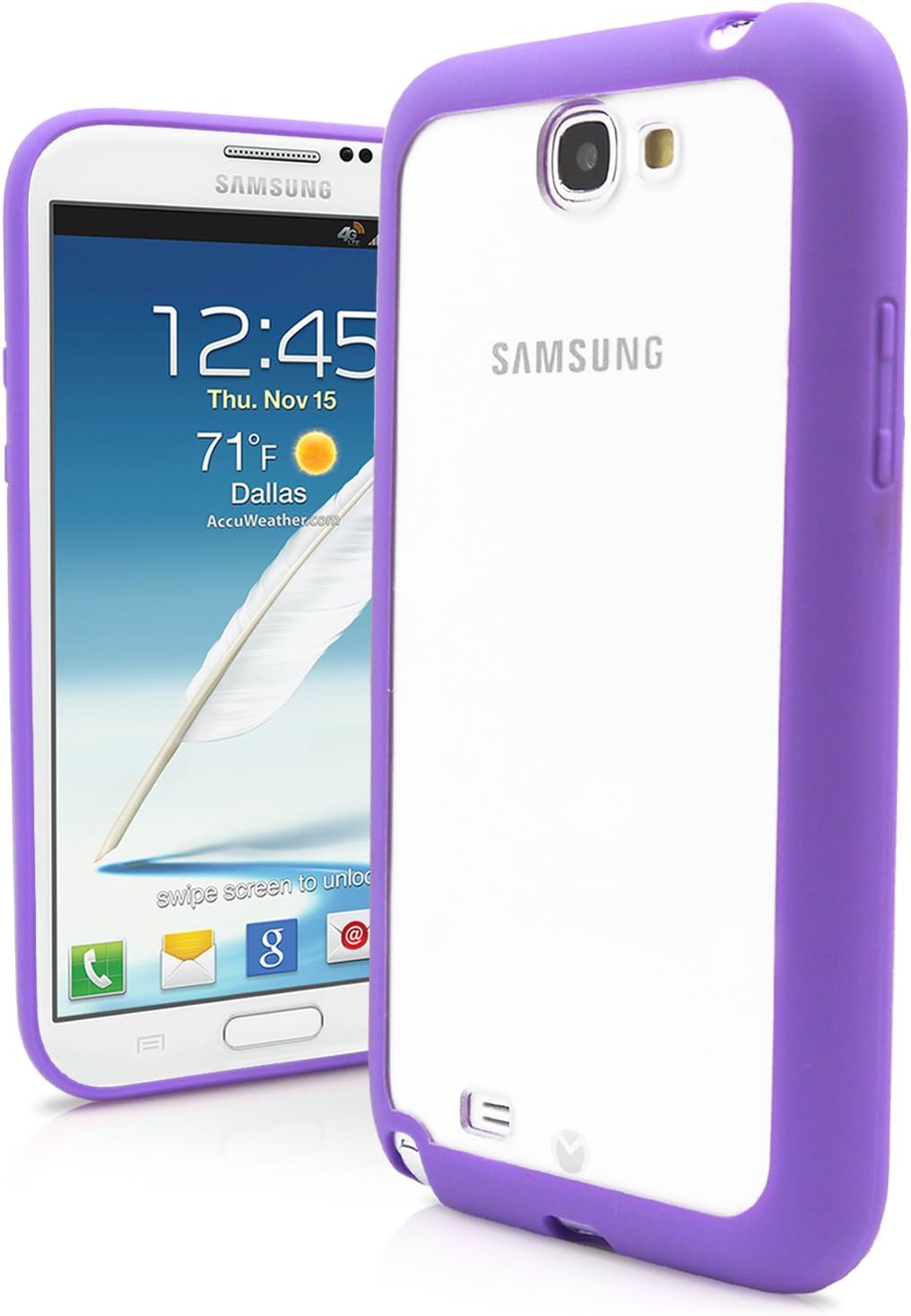MagicMobile Galaxy Note 2 Case, Ultra Thin Slim Clear Case for Galaxy Note 2 Protective Cover Armor [TPU] Bumper Frame Case for Samsung Galaxy Note 2 Transparent Crystal Back Cover - Purple