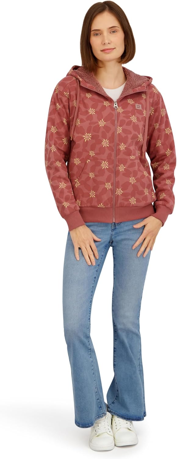 Billabong womens Full Zip Oversized Sherpa Lined Hoodie Jacket - Image 4