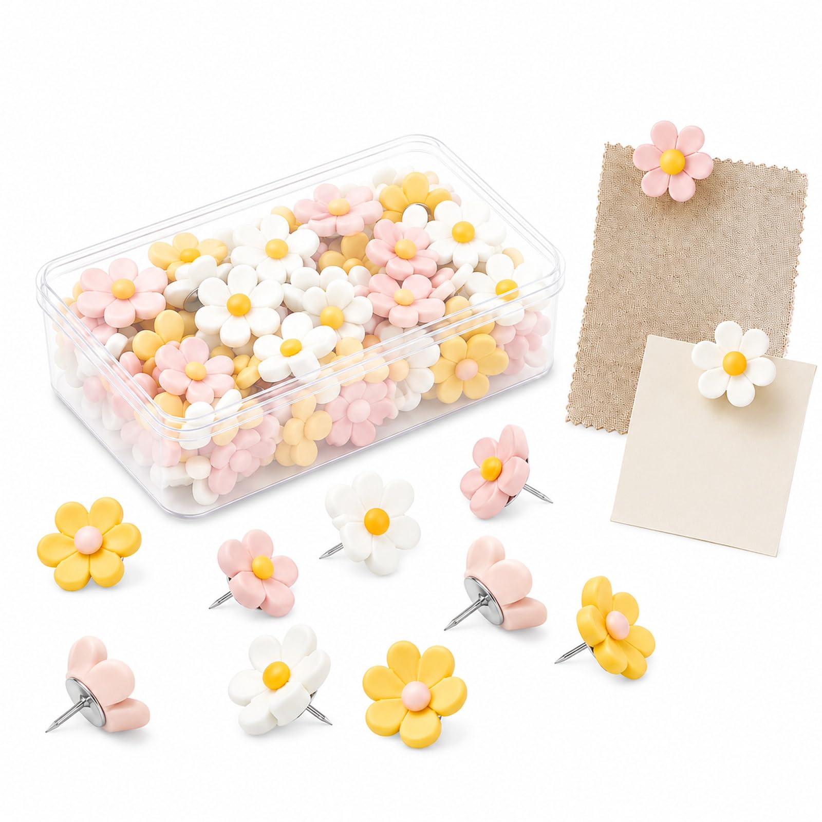 PAZNZJT 30PCS Flower Drawing Pins, Push Pins for Cork Boards Noticeboards
