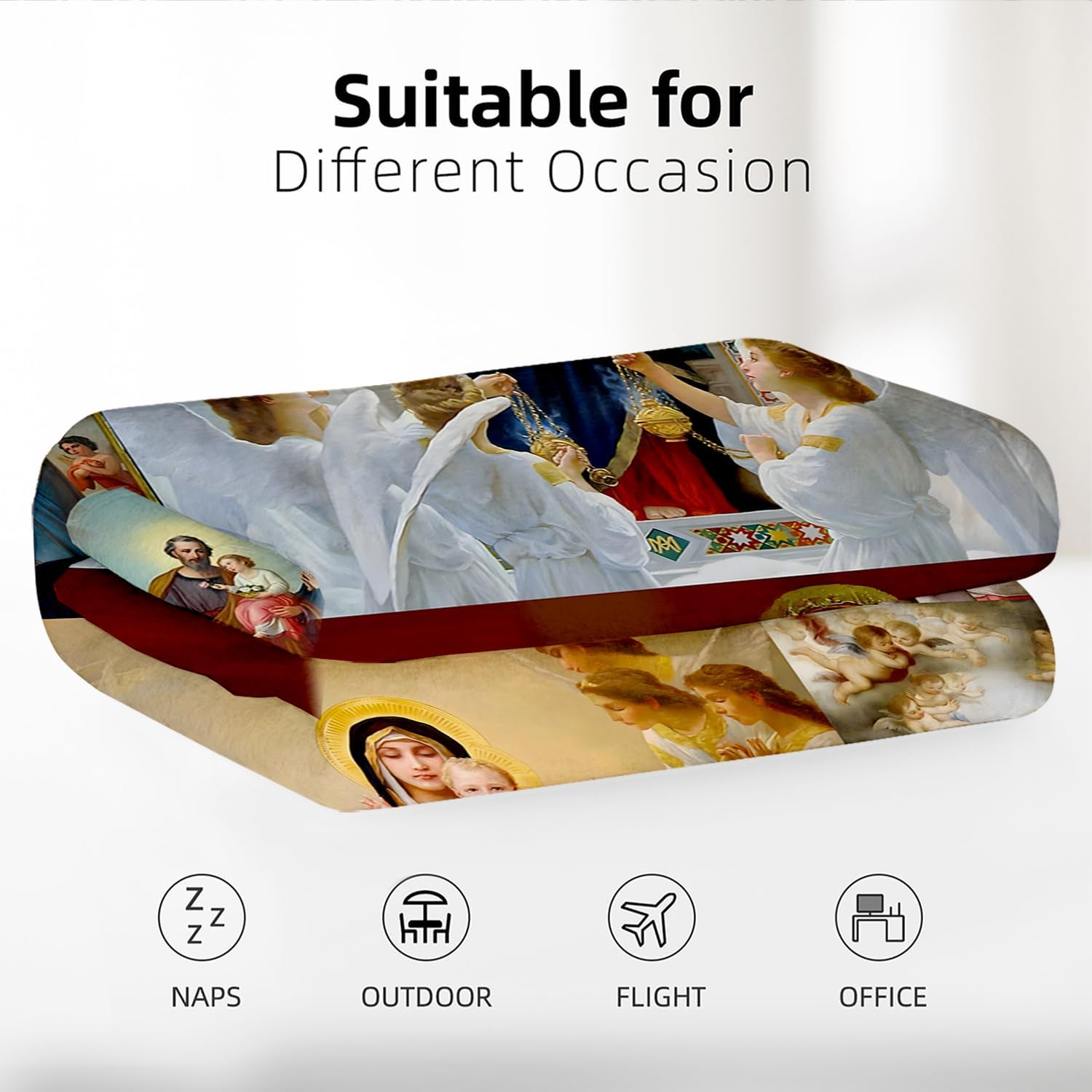 Virgin Mary Blanket with Sacred Heart Catholic Mother Mary Throw Blanket for Couch Bed Sofa Living Room Soft Cozy Warm Prayer Blanket Religious Christian Gifts for Women 50''x60'' (Virgin Mary H) - Image 5