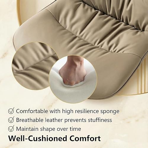 Miniatura 3 de Rowill Silla de oficina de piel sintética, silla de escritorio ergonómica sin brazos con cojín impermeable y ruedas flexibles y elevación de gas