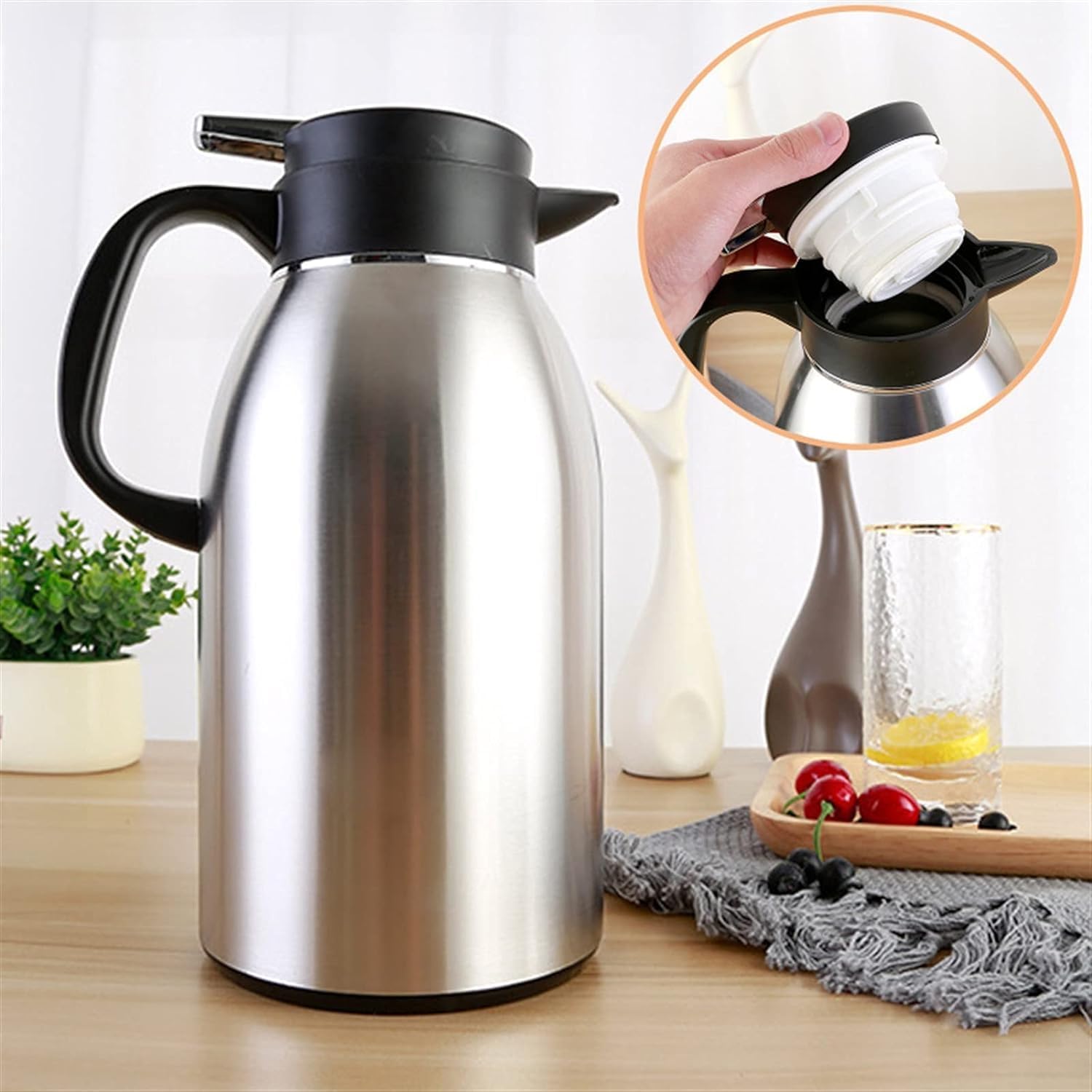 サーマルコーヒーカラフェ 304 ステンレス鋼のサーマルコーヒーカラフェ、24 時間保温真空フラスコ、ポータブルサーマルカラフェ、水