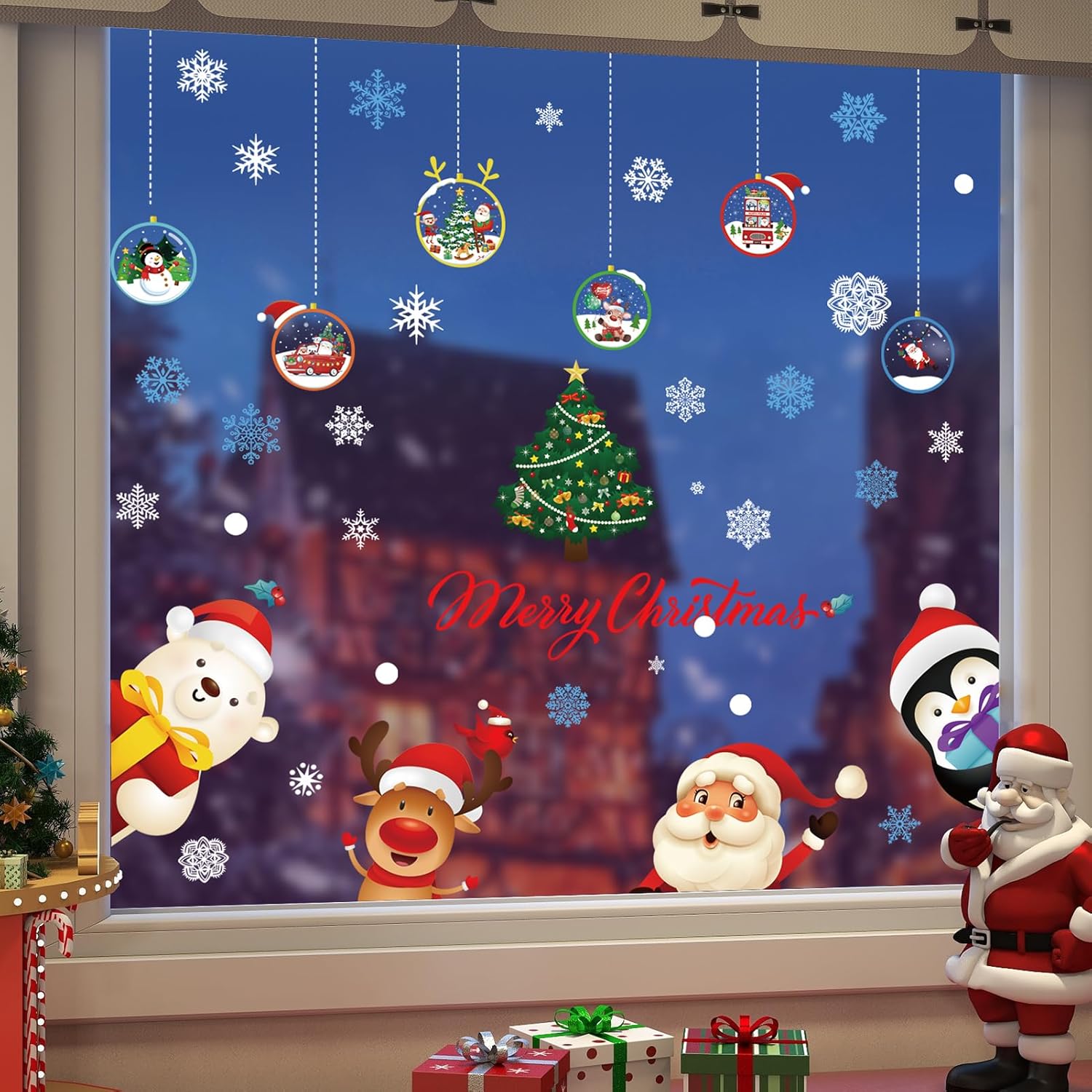 DKTIE Christmas Window Stickers DoubleSided Colorful