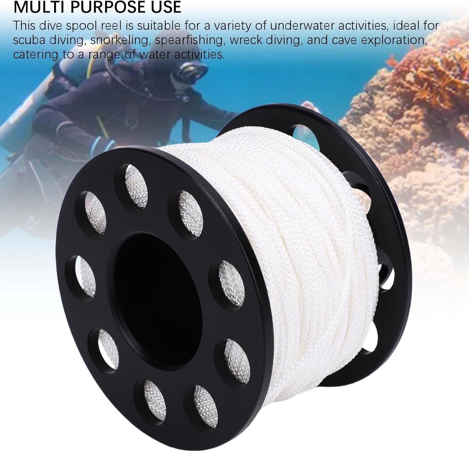 Keenso ダイブリール スプールダイブリール 軽量 白い糸40m 90mmダブルクランプ付き スクーバダイビング スノーケリング