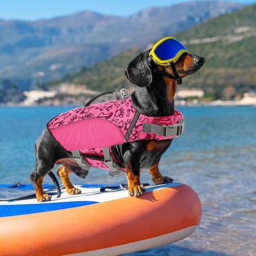 Miniatura 6 de ALAGIRLS Chaleco salvavidas para perros y mascotas, chaleco salvavidas antidesgarros Ripstop, flotadores salvavidas para cachorros, flotadores para