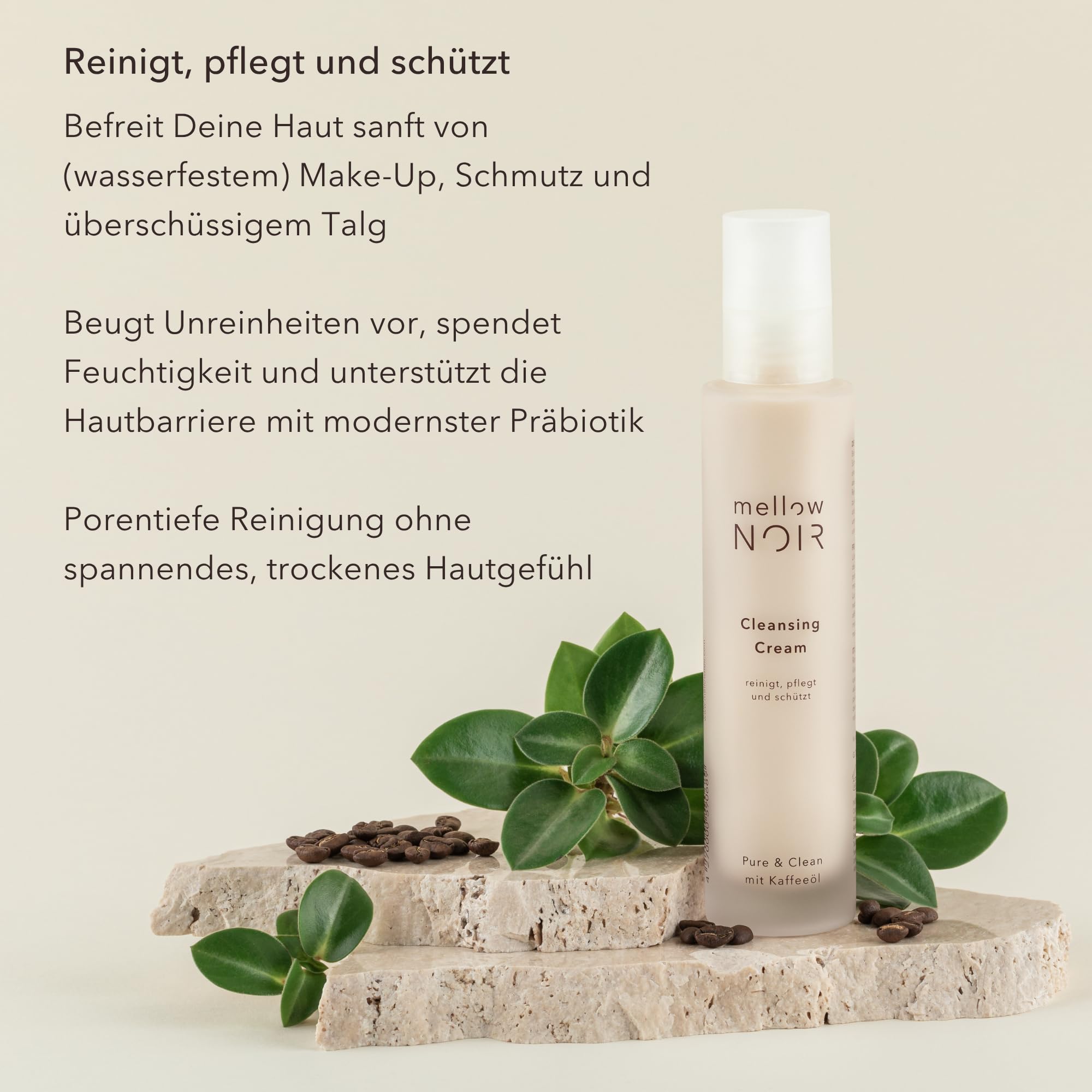 mellow NOIR Cleansing Cream 150ml | reinigt, pflegt & schützt | Gesichtsreiniger | Augen Make Up Entferner wasserfest | Cleanser Gesicht | Vegan | zertifizierte Naturkosmetik