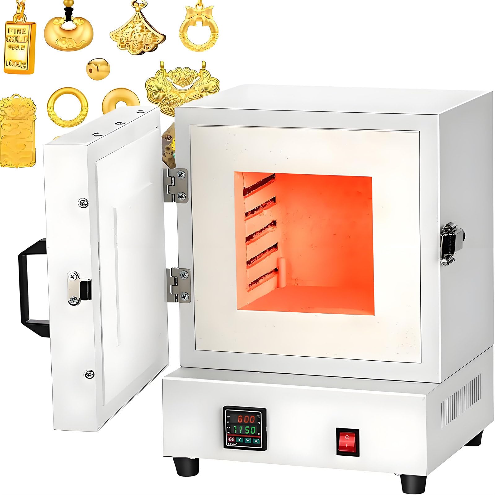 Horno De Mufla Eléctrico De Laboratorio 2000W, Horno Cerrado De Fibra Cerámica 1150℃ Con Pantalla De Temperatura, Para Joyería, Fundición De Metales, Esmaltado De Cerámica Y Fundición De Metales