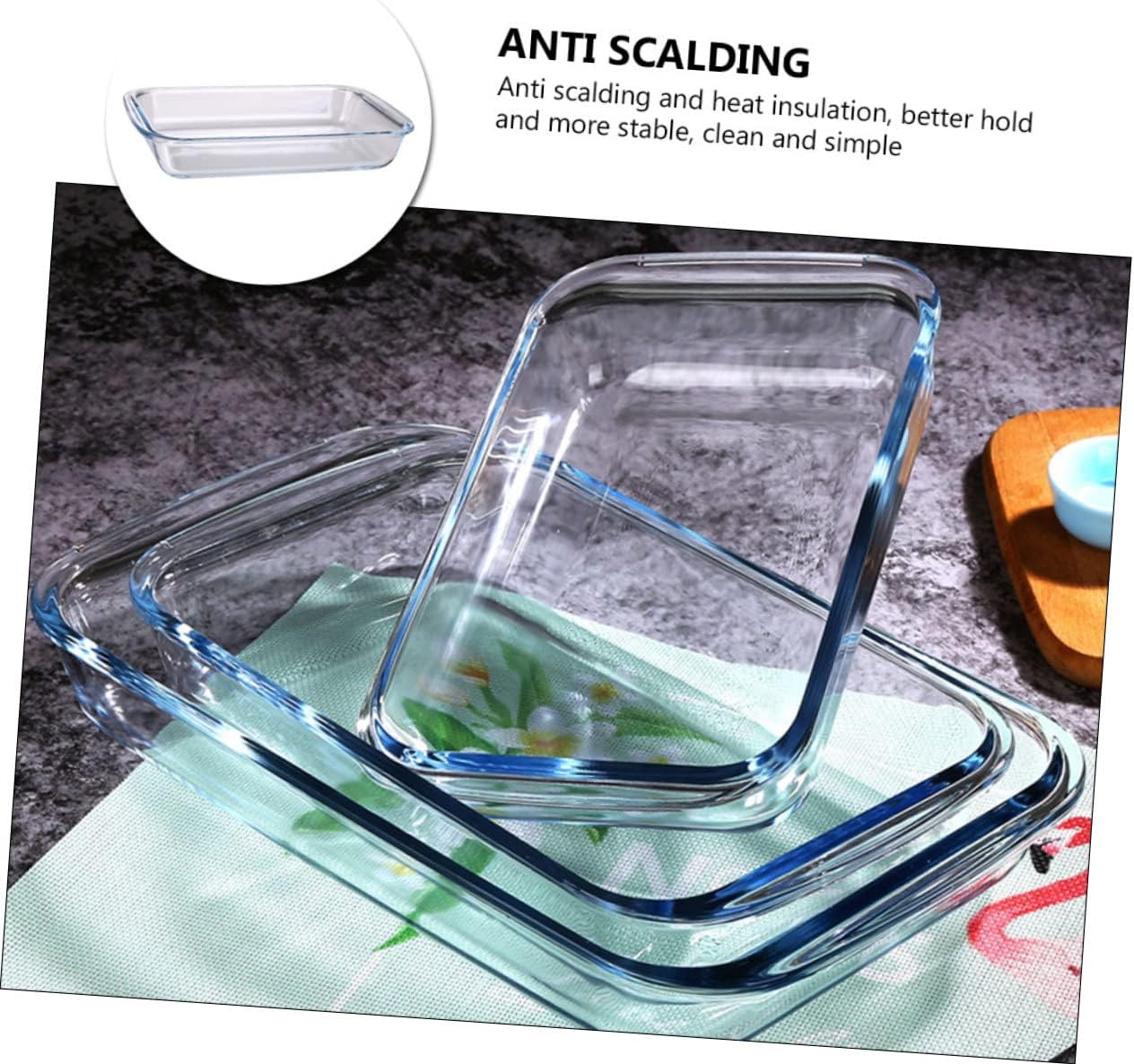 Tempered Glass Rectangular Serving Plate Oven Dish Large Baking Dish for Steaming Fish Microwave Safe Tableware for Home Use