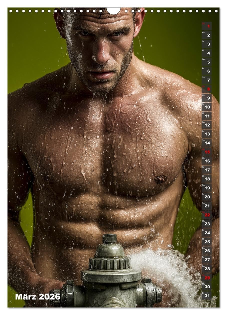 Lösch mich - Sexy Feuerwehrmänner fast nackt im Männerkalender (Wandkalender 2026 DIN A3 hoch), CALVENDO Monatskalender: Erotischer Männerkalender: ... mit Sixpack im Einsatz. (CALVENDO Erotik)