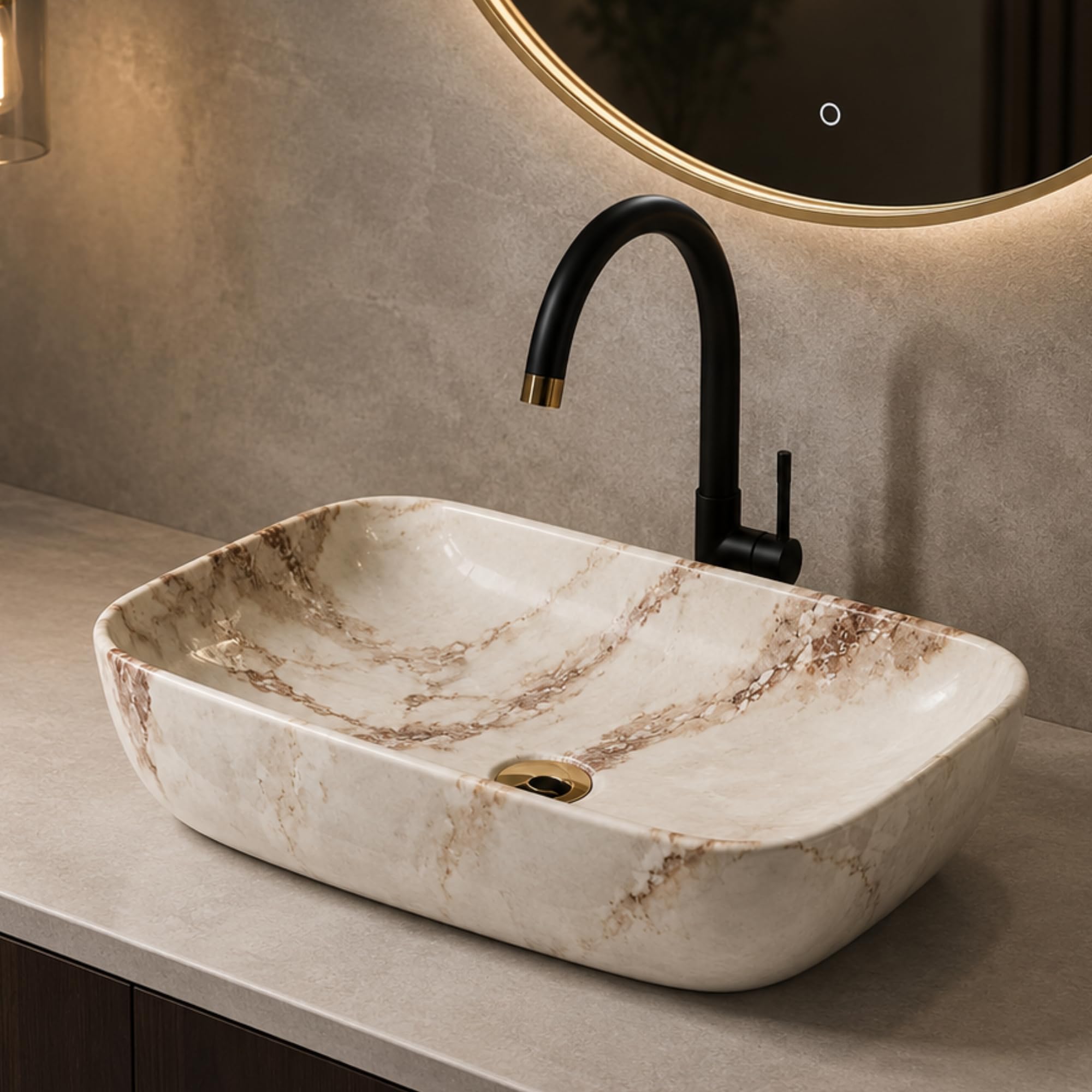 Glossy Ceramic Wash Basin - Marble Vanity Sink -10 Glossy Ceramic Wash Basin - Marble Vanity Sink -10