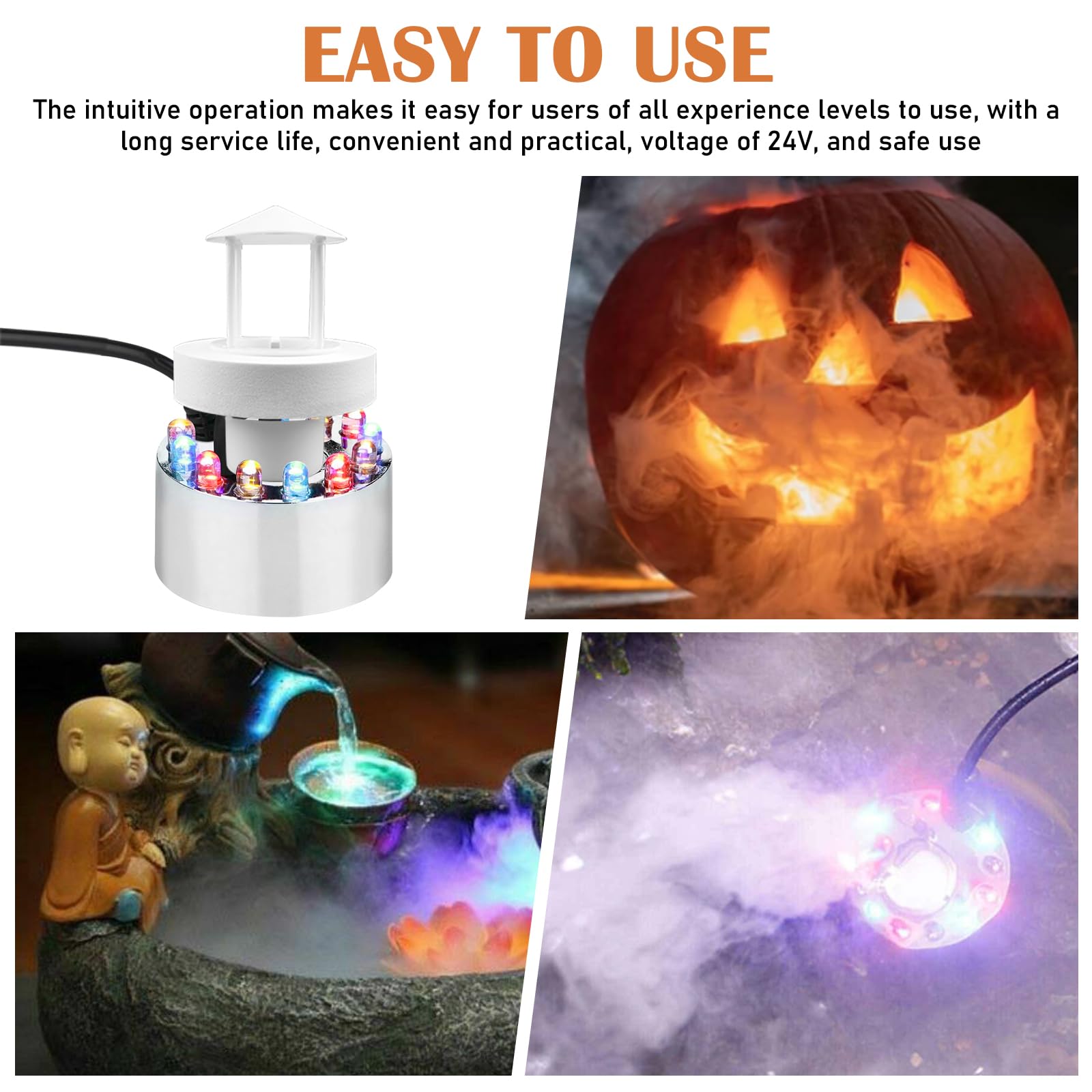 Nebulizador Ultrasónico Con 12 LED Y Protector Extraíble - Máquina De Niebla Para Halloween Y Decoración