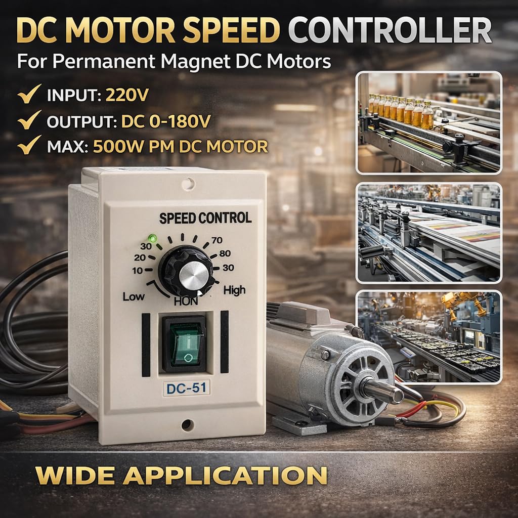 Regolatore di Velocità Motore CC 220V 500W, Output DC 0-180V, Controllo Preciso per Motori a Spazzole e Magnetici Permanenti