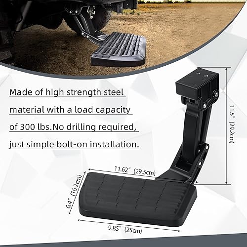 Miniatura 7 de 75328-01A - Escalón para cama trasera de camión compatible con Ford F150 (2021-2023) (excluye escape doble), parachoques retráctil, escalón de pie