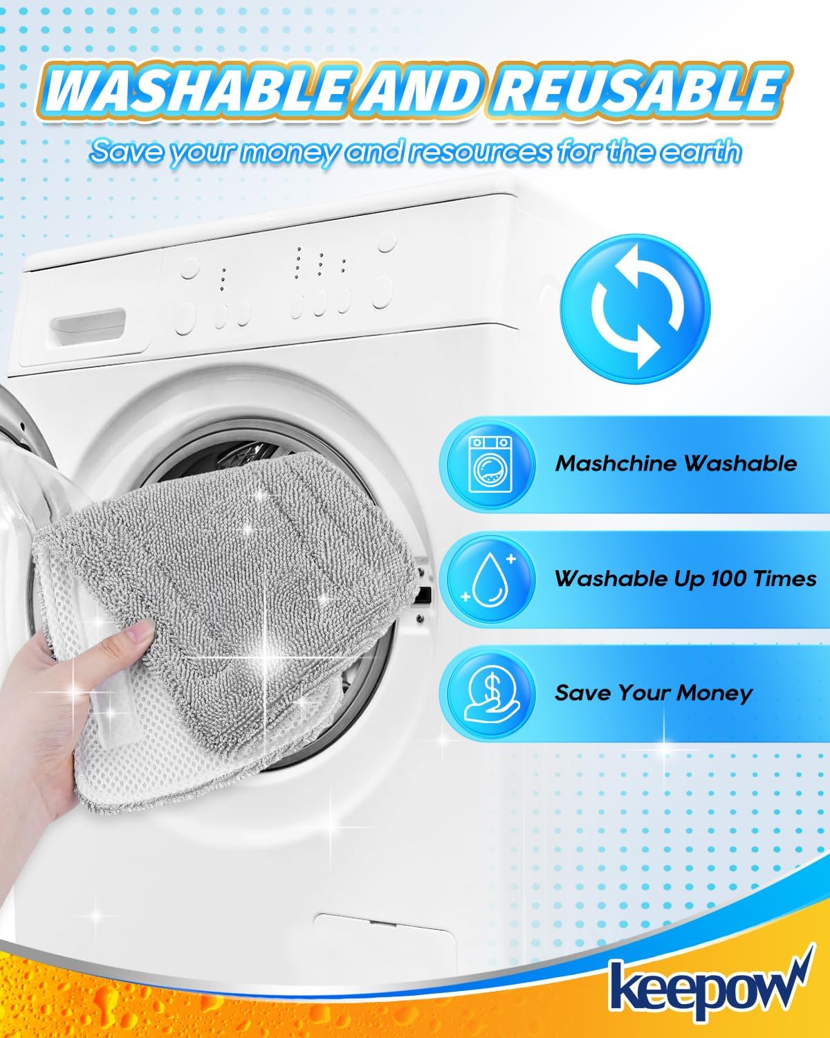 KEEPOW Steam Mop Pads Compatible with Mxnsewr Steam Mop, Compatible with GorFanty Steamer Mop GF-6610B/GF-6610, Fit for Neugo Steam Mops NE033, 4 Pack Spiral Microfiber Steam Mop Replacement Pads - Image 6