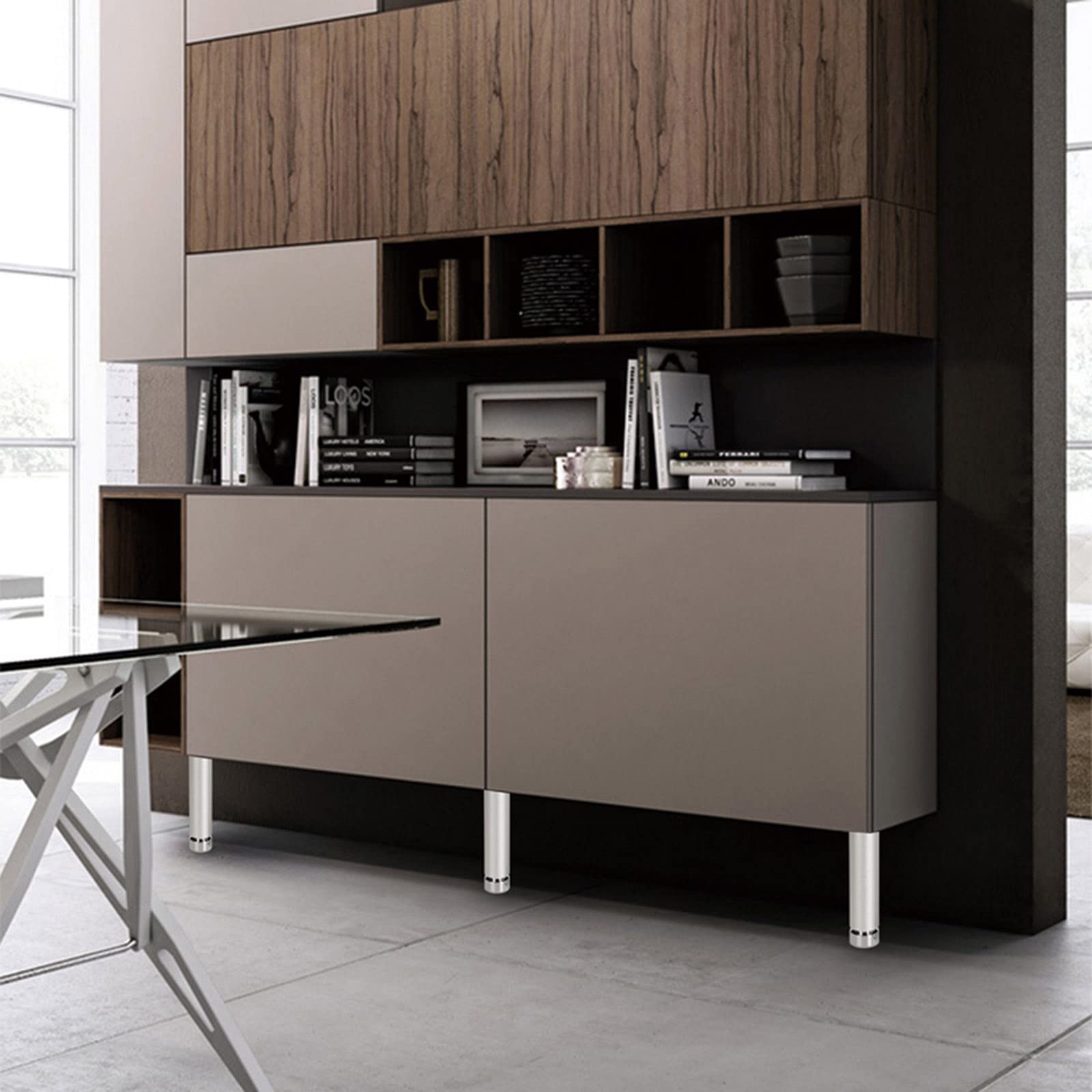 Patas de metal para muebles, patas de mesa ajustables, patas de armario de aluminio, patas de sofá, patas de repuesto para bricolaje, color negro y plateado, patas de muebles para baño y cocina