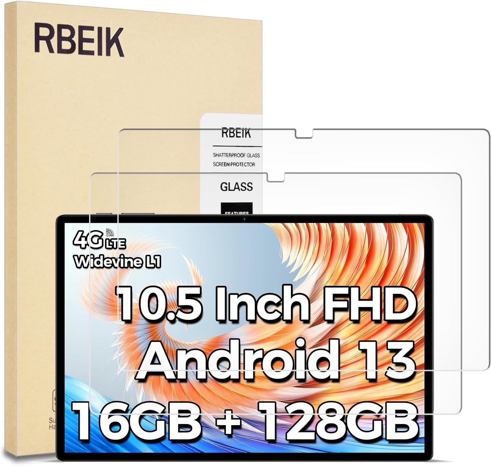 RBEIK2Pack Screen Protector for TECLAST T45HD 10.1" Tablet, 9H Hardness Tempered Glass