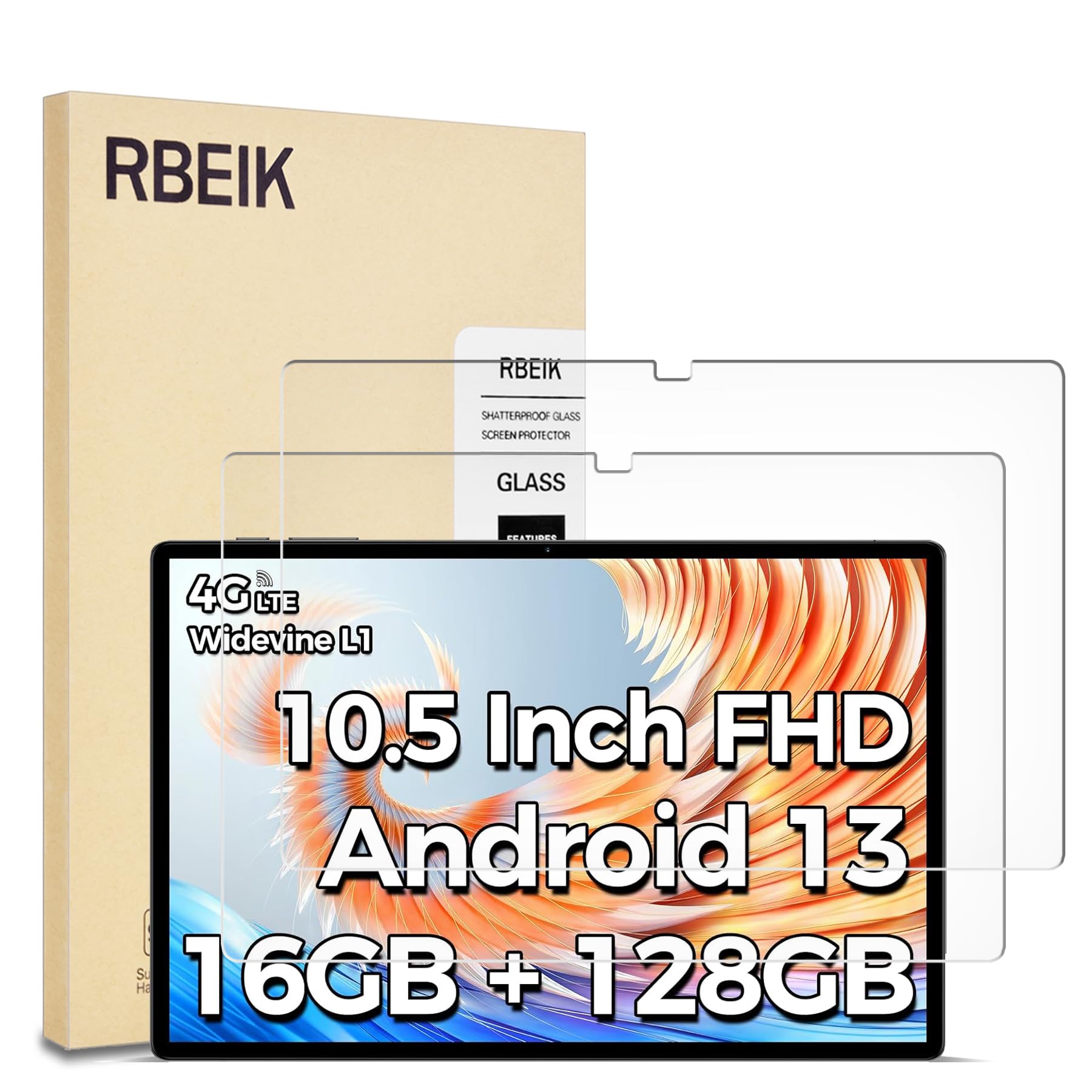 RBEIK2Pack Screen Protector for TECLAST T45HD 10.1" Tablet, 9H Hardness Tempered Glass