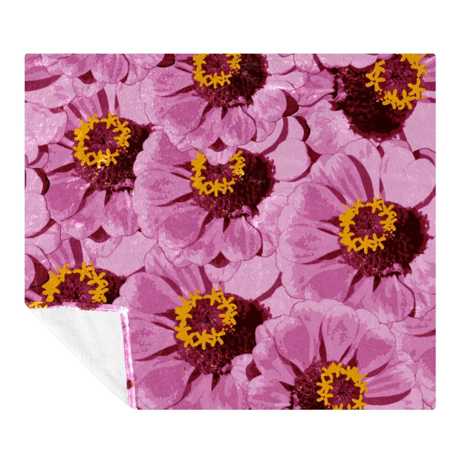 Couverture douce et confortable à fleurs roses pour cocooning sur canapé et lit de chambre