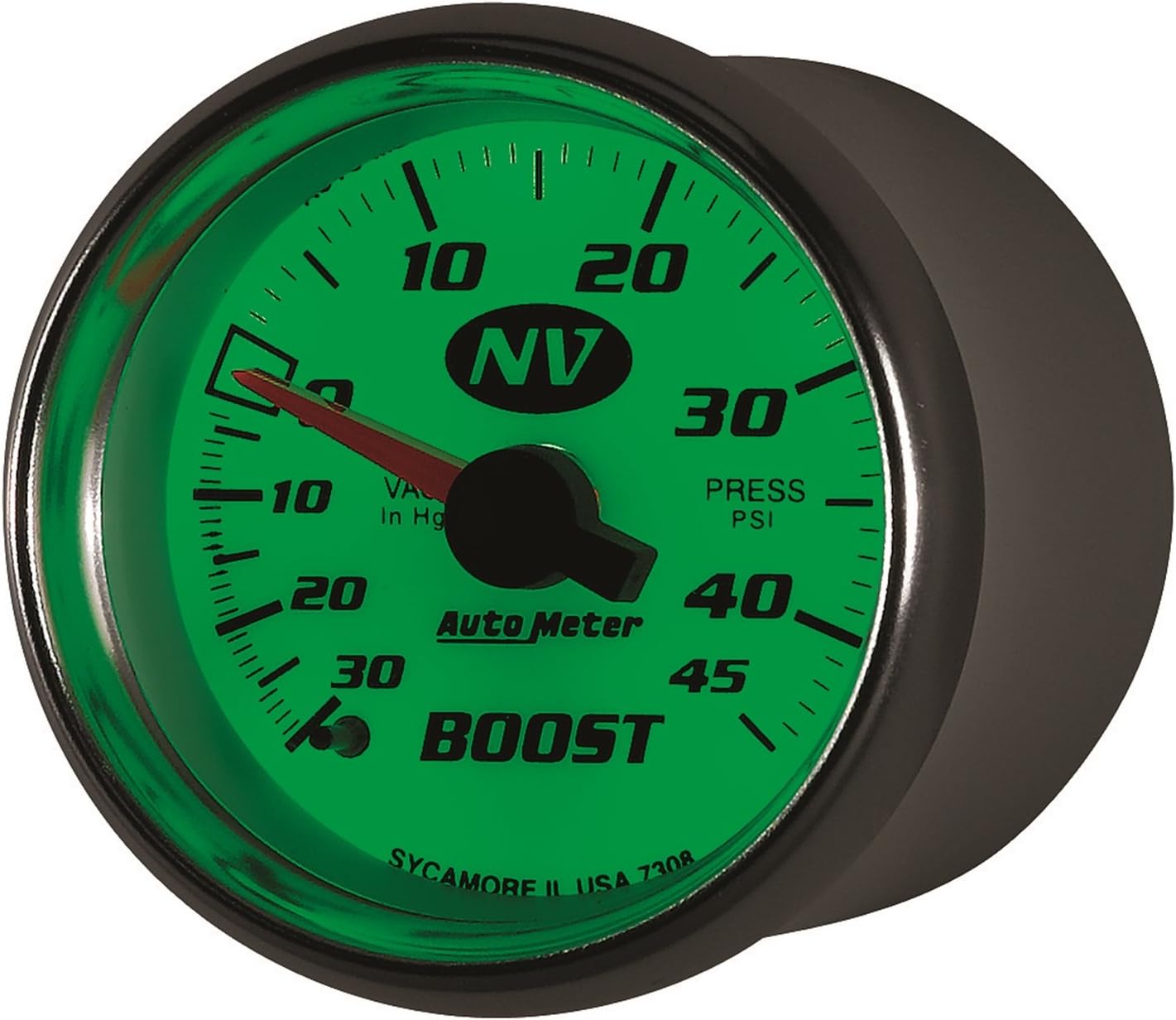 Auto Meter 7308 NV 2-1/16" 30 in. Hg/45 PSI Mechanical Vacuum/Boost Gauge