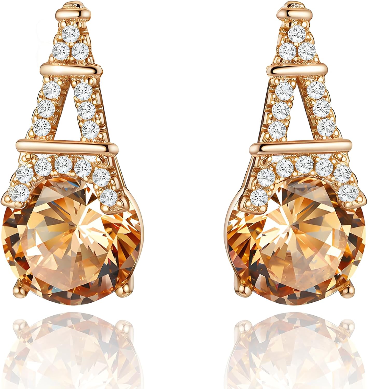 Alphabet Earring for Women, 18K Gold Plated Brass with Cubic Zirconia.
