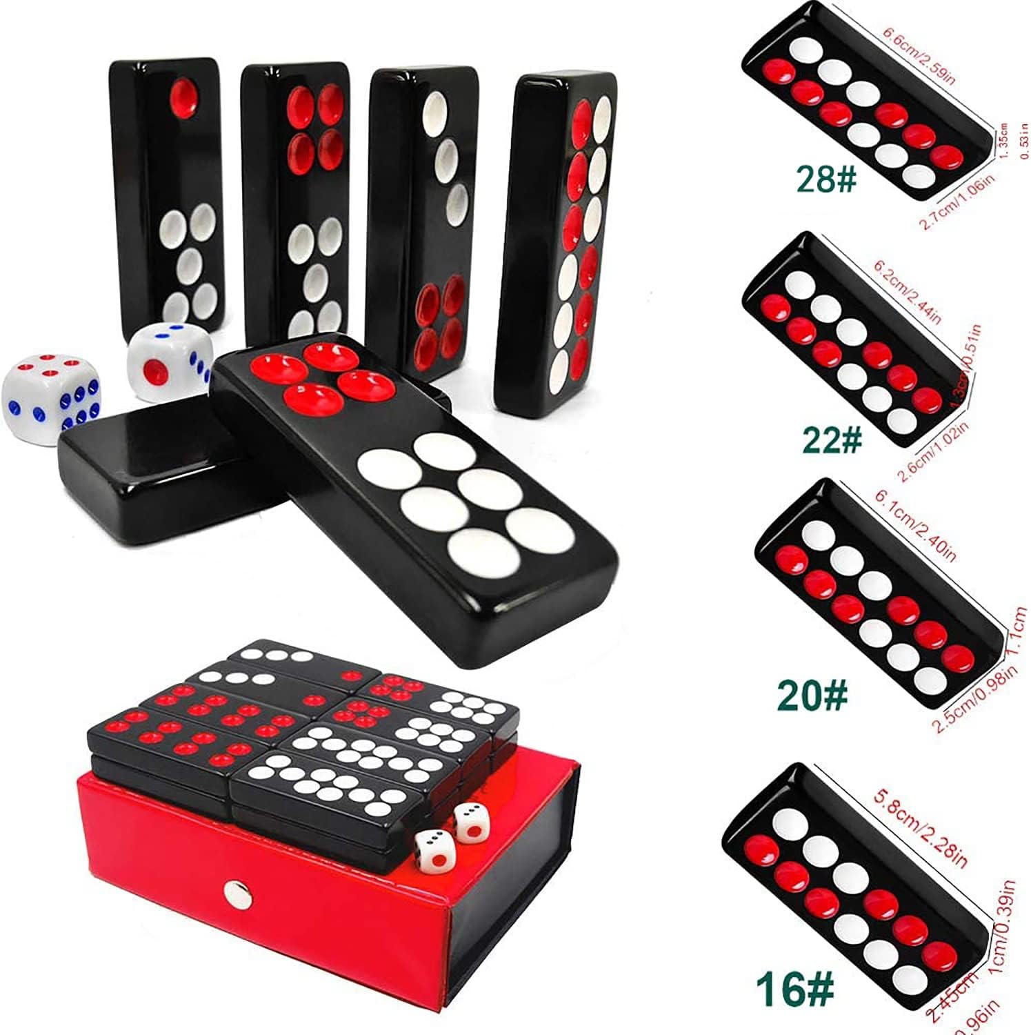 32PCS Pai Gow Tiles Game Set,Chinese Traditional Black Dominoes Pai Gow, Pai Gow Poker, Best Casino Game Party Fun Toy for Entertainemnt (28#)