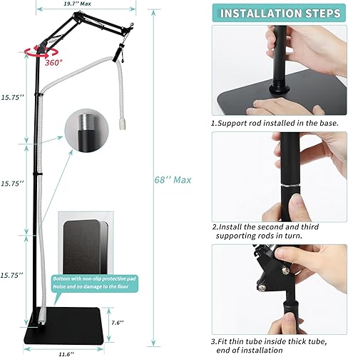 Miniatura 3 de Soporte de manguera CPAP con altura de ángulo ajustable, gancho para máscara CPAP, estructura de metal para soporte seguro, evita enredos de